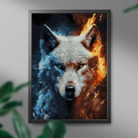 Set pictura pe numere, cu sasiu, Lupul elementelor, 40x50 cm [2]