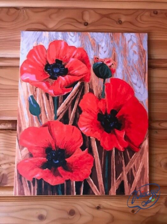 Set pictura pe numere, cu sasiu, Maci, 40x50 cm [2]