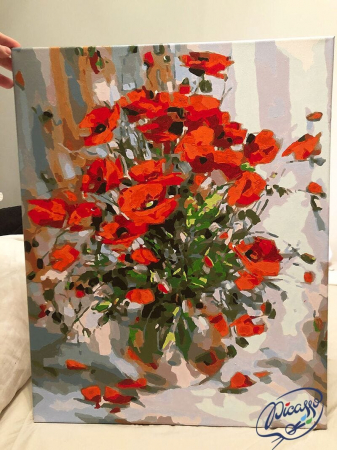 Set pictura pe numere, cu sasiu, Maci rosii, 40x50 cm [4]