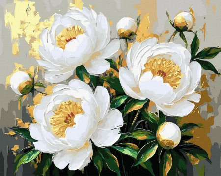 Set pictura pe numere, cu sasiu, Flori in lumina aurie, 40x50 cm [0]