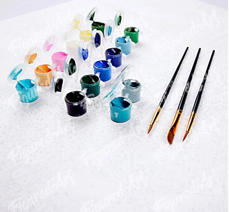 Set pictura pe numere, cu sasiu, Gradina japoneza toamna, 40x50 cm [4]