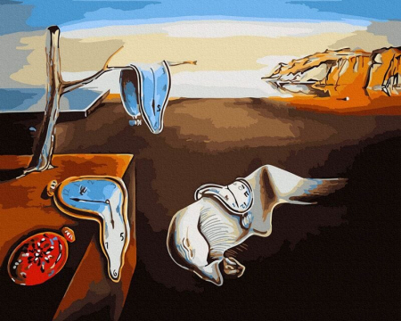 Picturi pe numere - Set pictura pe numere, cu sasiu, Persistenta memoriei - Salvador Dali, 40x50 cm