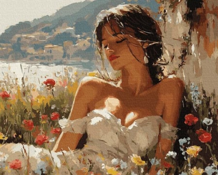 Picturi pe numere - Set pictura pe numere, cu sasiu, Ritmul respiratiei, 40x50 cm