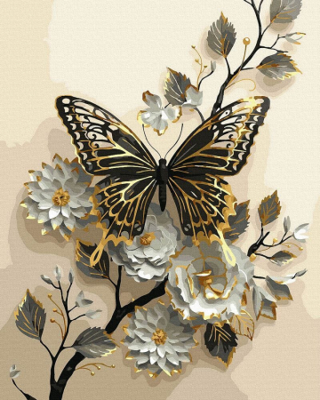 Picturi pe numere 40x50 cm – modele variate pentru toate gusturile - Set pictura pe numere, cu sasiu, Minimalism in tonuri aurii, 40x50 cm