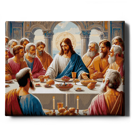Set pictura pe numere, cu sasiu, Cina cea de taina, 40x50 cm [1]