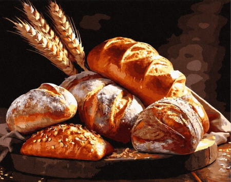 Picturi pe numere - Set pictura pe numere, cu sasiu, Miros de paine, 40x50 cm