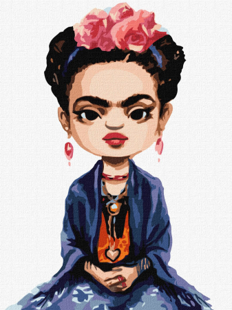 Set pictura pe numere, cu sasiu, Misterioasa Frida, 30x40 cm [0]