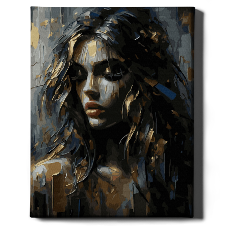 Set pictura pe numere, cu sasiu, Umbre - culori aurii, 40x50 cm [1]