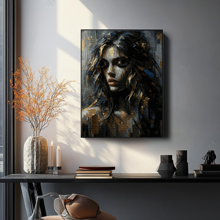 Set pictura pe numere, cu sasiu, Umbre - culori aurii, 40x50 cm [3]