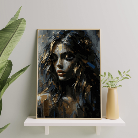 Set pictura pe numere, cu sasiu, Umbre - culori aurii, 40x50 cm [2]