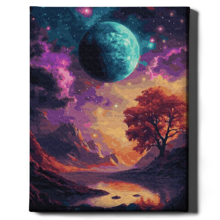 Set pictura pe numere, cu sasiu, Peisaj cosmic, 40x50 cm [1]
