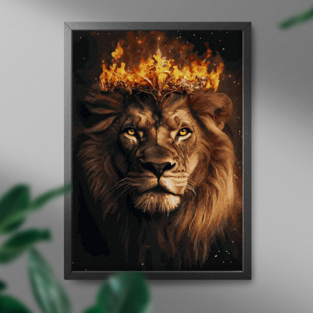 Set pictura pe numere, cu sasiu, Leu inflacarat, 40x50 cm [2]