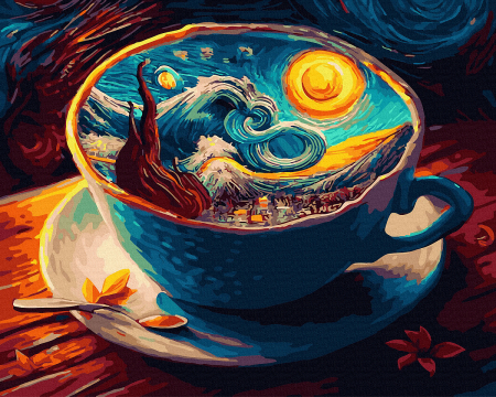 Picturi pe numere - Set pictura pe numere, cu sasiu, Gustul noptii instelate, 40x50 cm