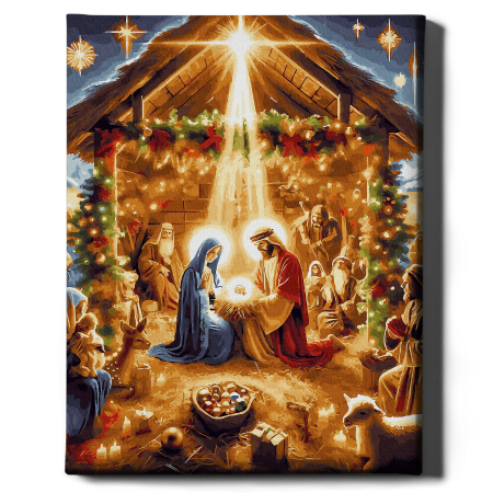 Set pictura pe numere, cu sasiu, Miracolul Nasterii, 40x50 cm [1]