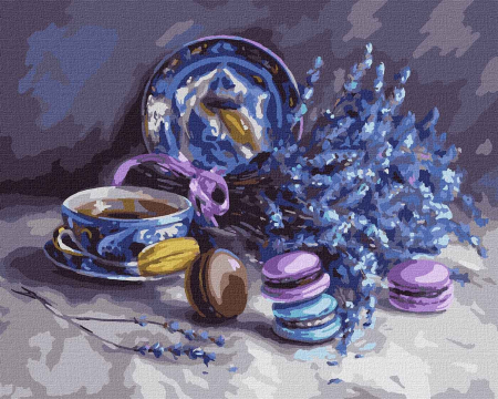 Set pictura pe numere, cu sasiu, Natura statica cu levantica, 40x50 cm [0]