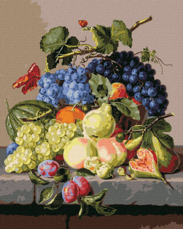 Dimensiune clasica 40x50cm - Set pictura pe numere, cu sasiu, Natura statica pe catifea - Amalie Kärcher, 40x50 cm
