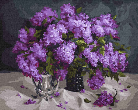 Set pictura pe numere, cu sasiu, Liliac parfumat, 40x50 cm [0]