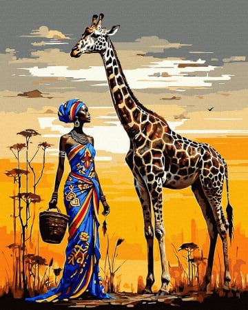 Picturi pe numere - Set pictura pe numere, cu sasiu, Vis african, 40x50 cm