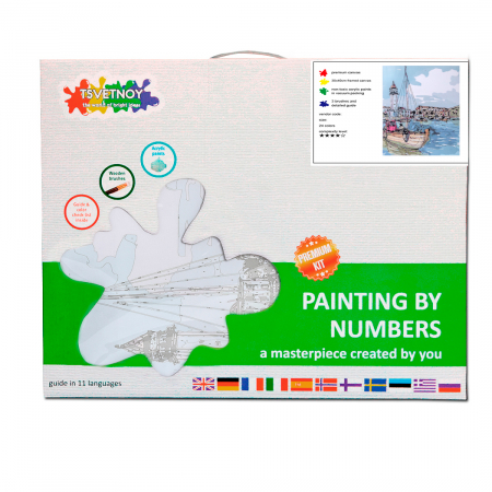 Pictura pe numere, cu sasiu, Oras de coasta, 40x50 cm [3]