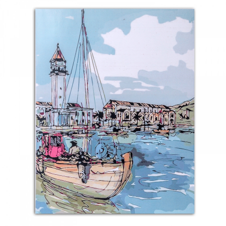 Pictura pe numere, cu sasiu, Oras de coasta, 40x50 cm [0]