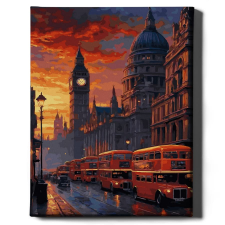 Set pictura pe numere, cu sasiu, Londra la apus, 40x50 cm [1]