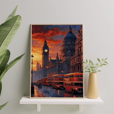 Set pictura pe numere, cu sasiu, Londra la apus, 40x50 cm [2]
