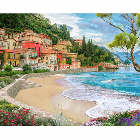 Pictura pe Numere, cu sasiu, Oras la Mare, 40x50 [0]