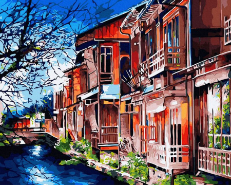 Set pictura pe numere, cu sasiu, Oras pe apa, 40x50 cm [0]