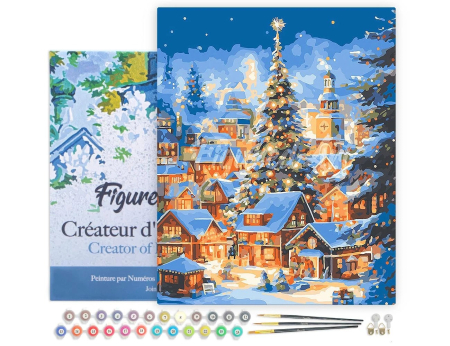 Set pictura pe numere, cu sasiu, Orasel decorat de Craciun, 40x50 cm [1]