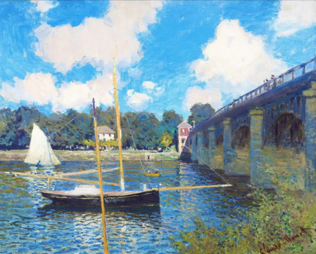Dimensiune clasica 40x50cm - Set pictura pe numere, cu sasiu, Podul de la Argenteuil - Monet, 40x50 cm