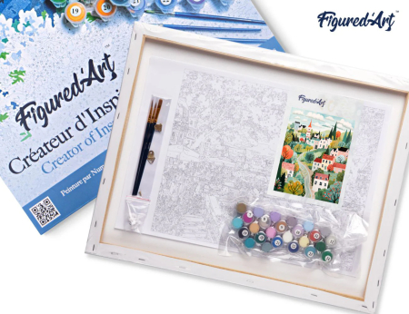 Set pictura pe numere, cu sasiu, Orasel incantator verde, 40x50 cm [6]