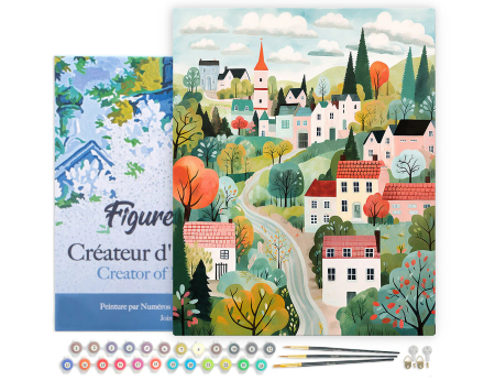 Set pictura pe numere, cu sasiu, Orasel incantator verde, 40x50 cm [1]