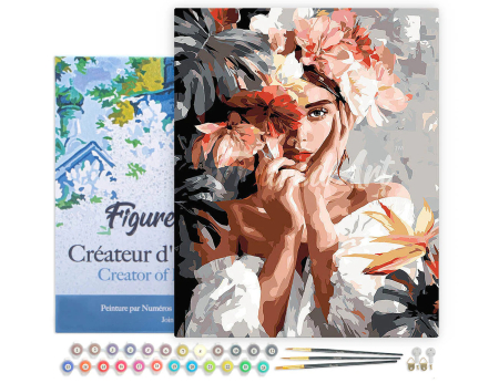 Set pictura pe numere, cu sasiu, Fata tanara si flori, 40x50 cm [1]