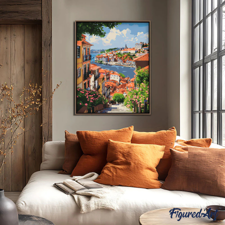 Set pictura pe numere, cu sasiu, Vedere spre rau, in Porto, 40x50 cm [1]
