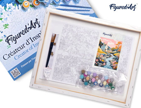 Set pictura pe numere, cu sasiu, Vila langa parau, 40x50 cm [6]