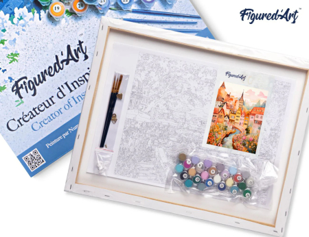 Set pictura pe numere, cu sasiu, Orasel incantator de chihlimar, 40x50 cm [6]