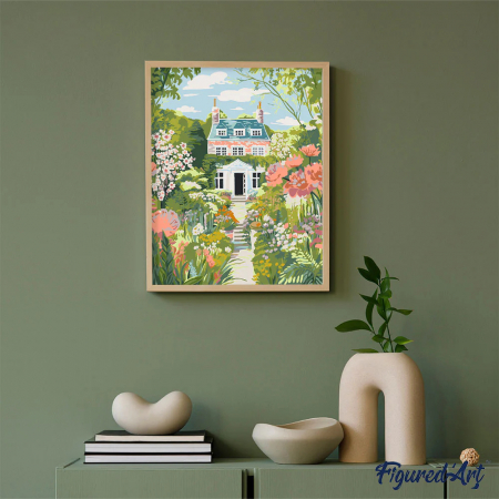 Set pictura pe numere, cu sasiu, Gradina de la conac, 40x50 cm [2]