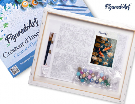 Set pictura pe numere, cu sasiu, Pesti Koï si nuferi, 40x50 cm [3]