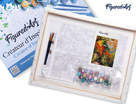 Set pictura pe numere, cu sasiu, Pagoda japoneza toamna, 40x50 cm [6]