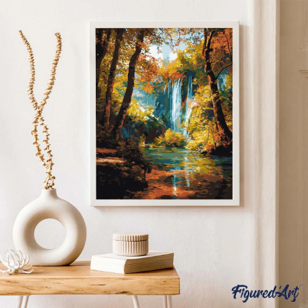 Set pictura pe numere, cu sasiu,  Cascada toamna, 40x50 cm [2]