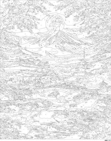 Set pictura pe numere, cu sasiu, Pagoda si luna, 40x50 cm [2]