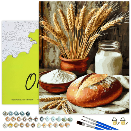 Set pictura pe numere, cu sasiu, Paine si sare, 40x50 cm [1]