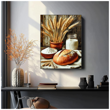 Set pictura pe numere, cu sasiu, Paine si sare, 40x50 cm [3]