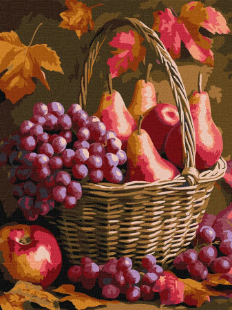 Picturi pe numere dimensiuni mici și medii – ușor de realizat, perfecte pentru orice spațiu - Set pictura pe numere, cu sasiu,Fructe de toamna, 30x40 cm