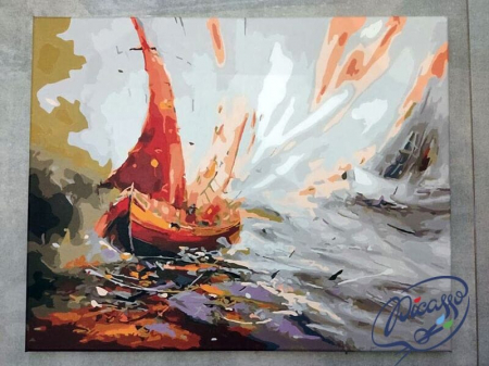 Set pictura pe numere, cu sasiu, Panze rosii - Garcia Luis, 40x50 cm [1]