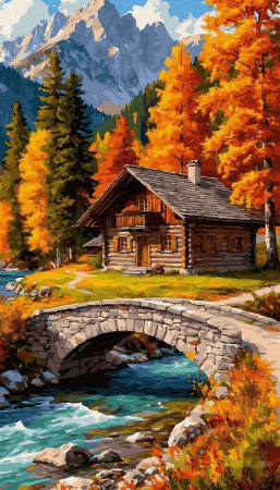 Picturi pe numere triptice și dimensiuni mari – tablouri cu impact vizual - Set pictura pe numere, cu sasiu, Sub coroanele aurite, 40x70 cm