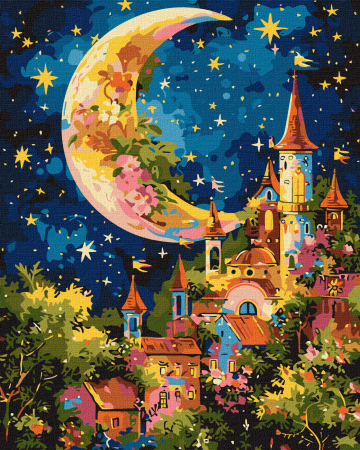 Dimensiune clasica 40x50cm - Set pictura pe numere, cu sasiu, Palat instelat, 40x50 cm