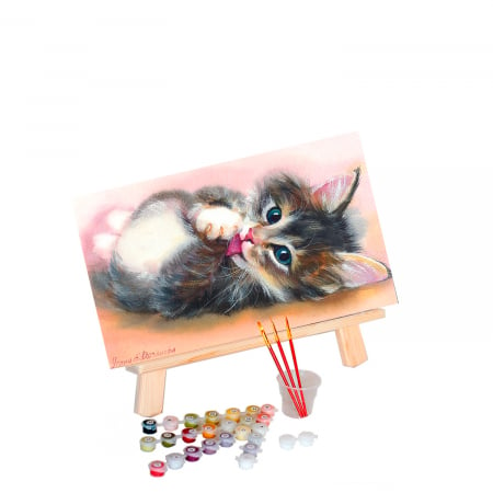 Pictura pe numere, cu sasiu, Cute kitten, 40x50 cm [1]
