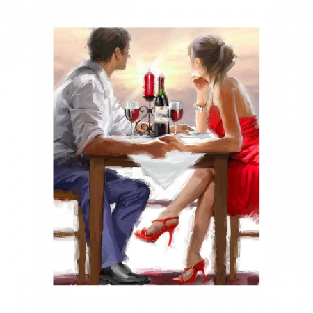 Pictura pe numere, cu sasiu, Cina Romantica, 40x50 cm [0]