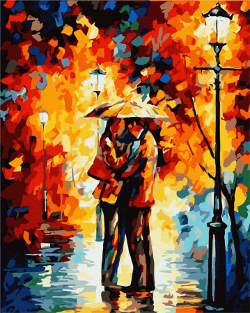 Picturi pe numere - Set pictura pe numere, cu sasiu, Cuplu in parc, 40x50 cm